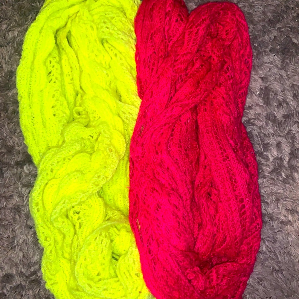 Neon knitted circle scarves